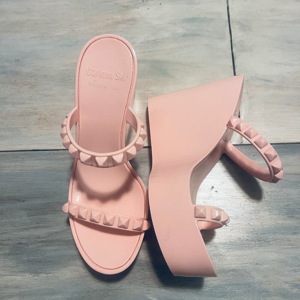 Carmen Sol Tonino Wedge Sandals Heels Size 7/37